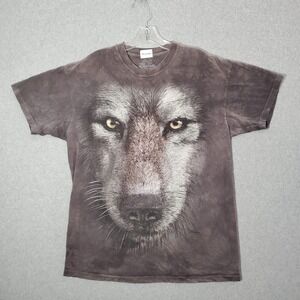 The‎ Mountain Men Shirt Large Gray Wolf Stare Graphic Short Sleeve Crew Neck Tee